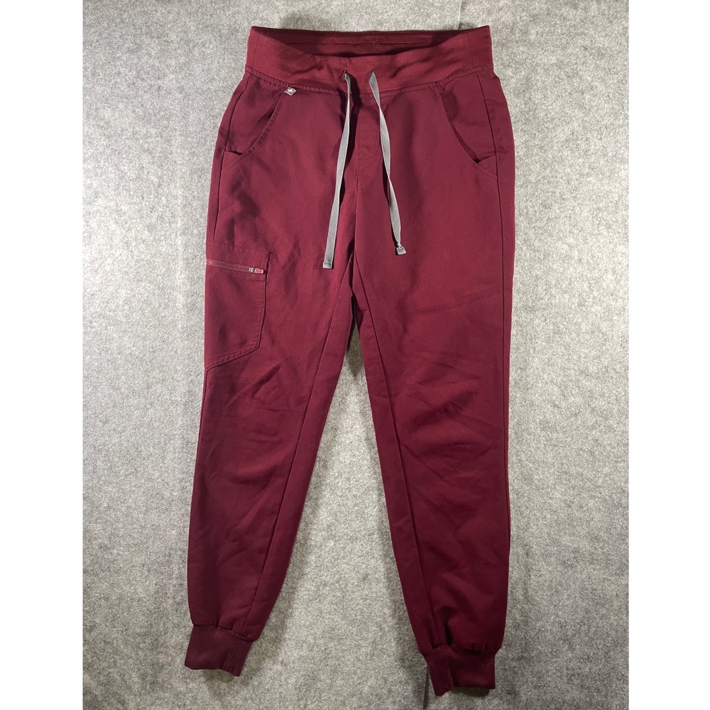 Figs Zamora Jogger Scrub Pants Womens XS Burgundy Maroon W18SW2005 Cargo Yoga